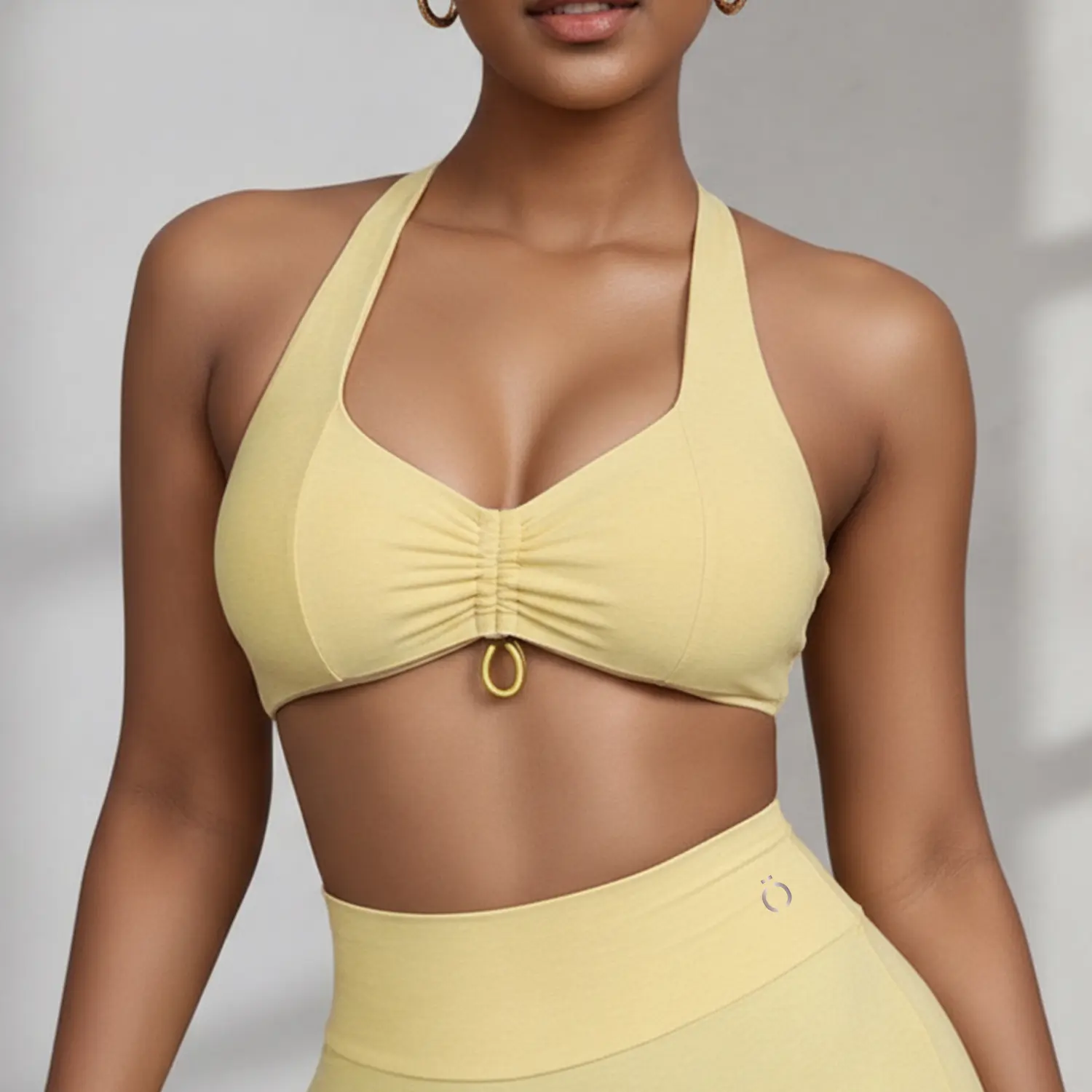 Women\'s Yellow Sun Sports Top with Ring
